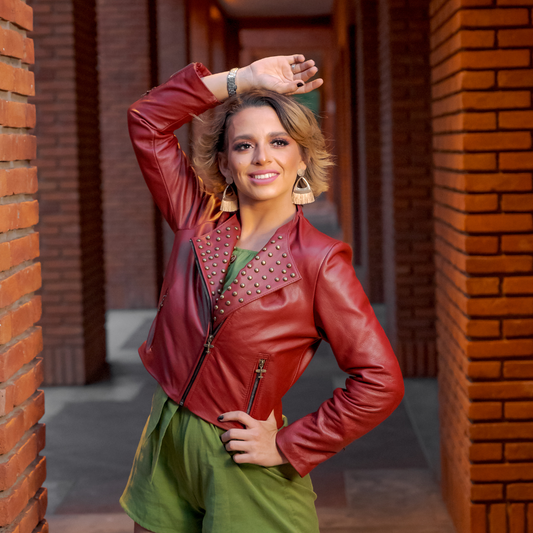 Chaqueta Biker Mujer Rojo